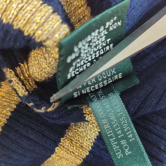 Ralph Lauren sweater gold & blue striped turtleneck size XL - Picture 15 of 16